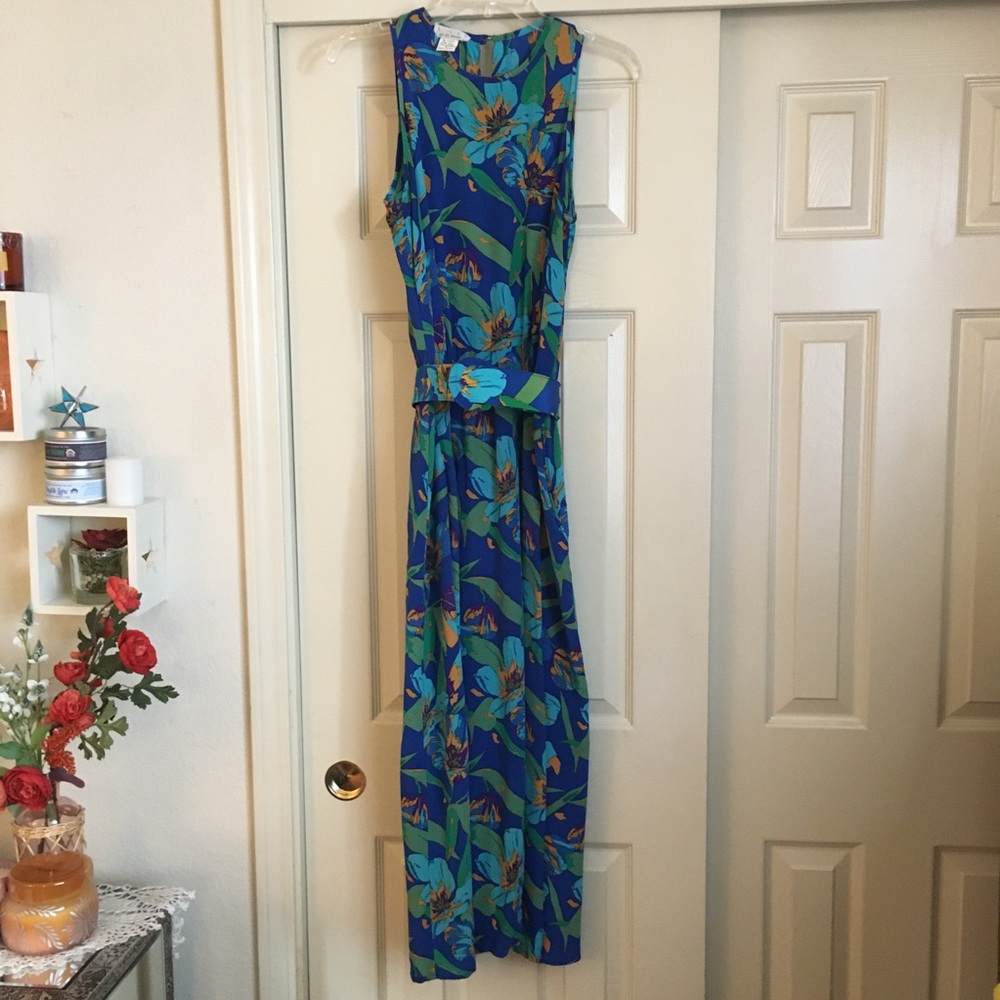 Vintage SILKS Floral Maxi Dress Size 8